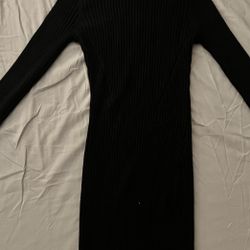 Black Knit Turtleneck Long Sleeve Dress