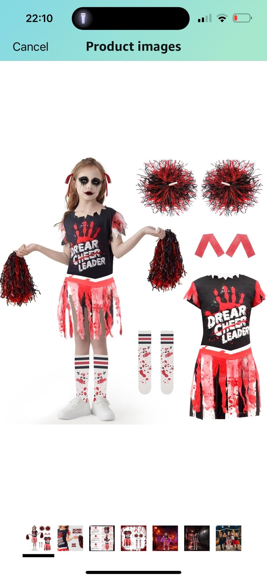 Brand New WooWee Girl Zombie Cheerleader Costume, Fearleader Scary Halloween Costumes for Kids, Dead Cheerleader Outfit for Role Play