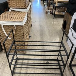 SONGMICS 3-Tier Shoe Rack Shoe Organizer Metal Storage - Black  