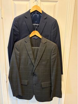 Set of 2 Apt. 9 Premiere Flex Slim Fit Full Men's Business Suits - Navy & Grey - 38R pants 32 x 32