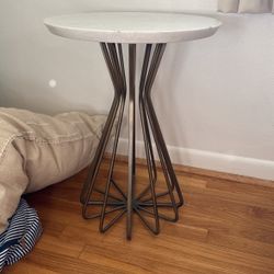 Solid, heavy marble Side table with metal legs