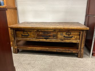 Rustic Wood Style Coffee Table with Drawers