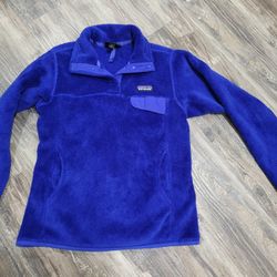 Patagonia Re Tool Half Snap Pullover Womens Royal Blue Fleece Pockets