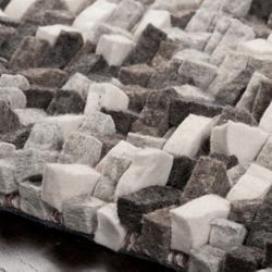 Modern Contemporary 8x10 Gray Hand-Knotted New Zealand Wool 3-D Jigsaw Area Rug