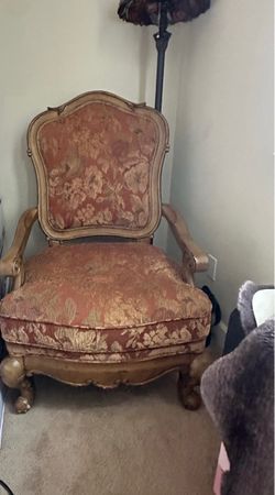 Vintage French Provincial Carved Wood Armchair