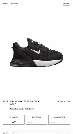 Nike Air Max 270 GO 'Black White' infant 2c