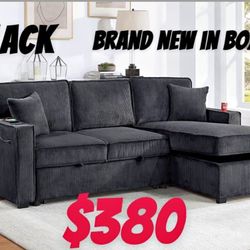 Corduroy Sofa Bed  / Gray, Ivory, Black And Brown 