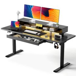Electric rising Desk with LED and Outlets