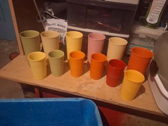 Vintage Plastic  Tupperware Tumblers Set of 12 multiple colored sets