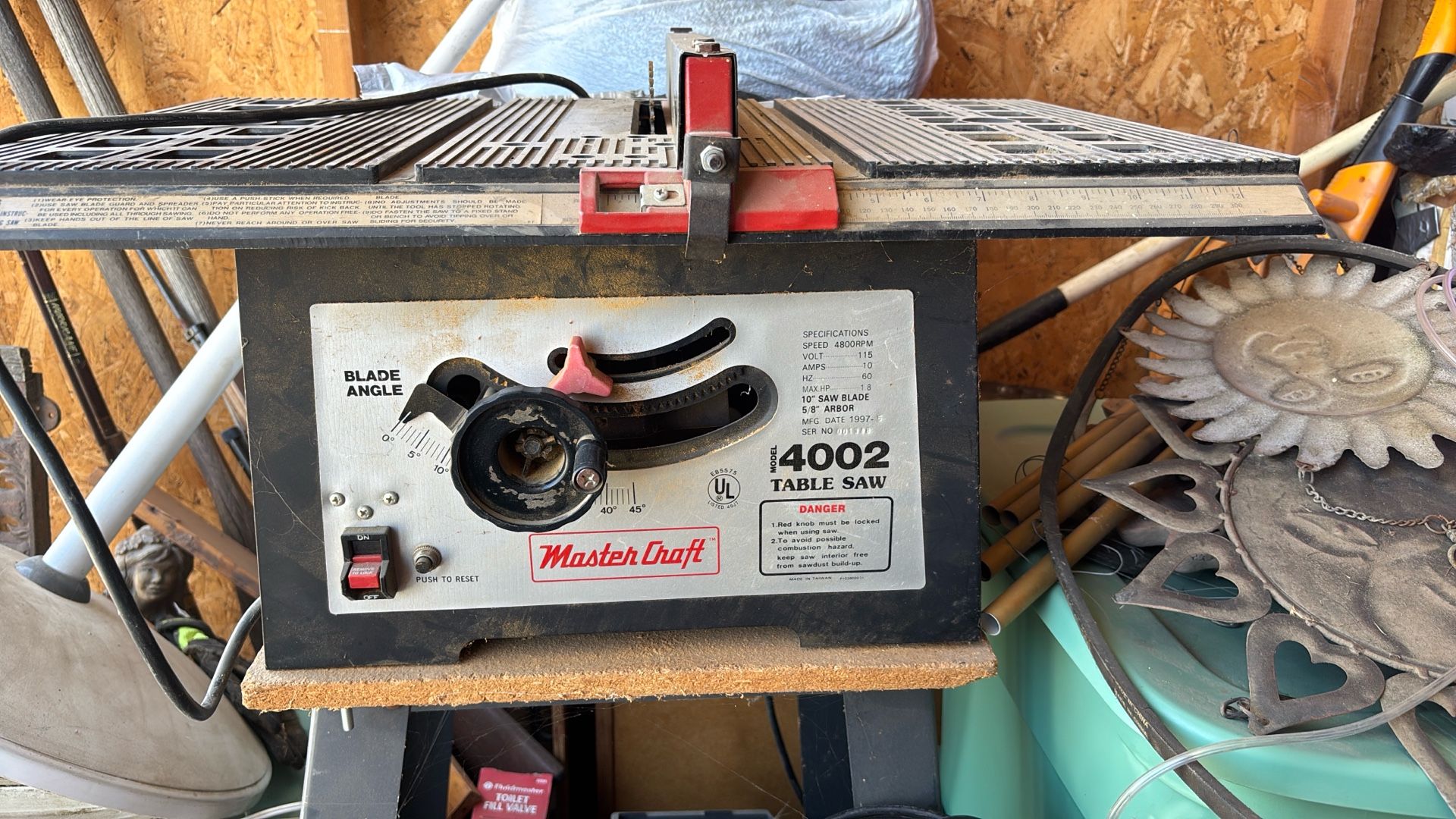 Mastercraft Model 4002 Tablesaw 10 Inch Blade