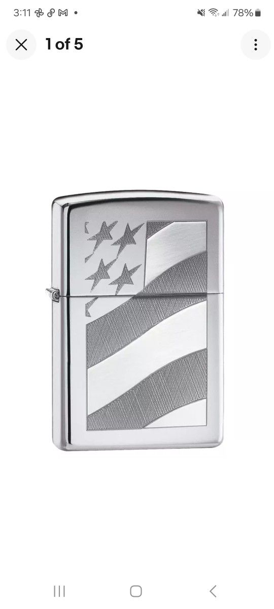 NEW - ZIPPO 2009 OLD GLORY FLAG CHROME POCKET LIGHTER WINDPROOF MADE IN USA REUSEABLE