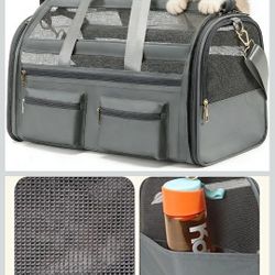 Cat Carrier, Small Dog Carrier for Small Medium Pets Up to 15 Lbs，Pet Carrier Airline Approved,Soft-Sided Puppy Travel Bag with Safety Zippers