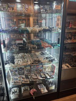 Selling Nintendo consoles controllers and games at Games4US 144 N Riverside Ave Rialto 12-8pm every day except Wednesday