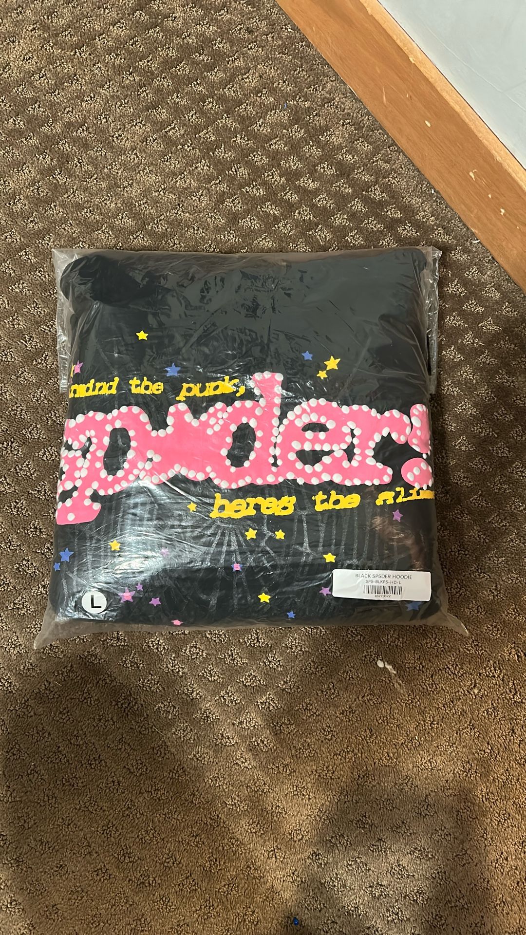 Black Sp5der Hoodie Size L