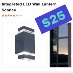 Lutec 9 in. Dark Gray Outdoor Integrated LED Wall Lantern Sconce