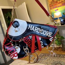 AUTHENTIC early 2000s y2k Dior pierced hardcore saddle shoulder bag RARE Japanese punk edition