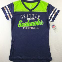 Seattle Seahawks Girl Shirt Burnout, Shimmer Accent M, L