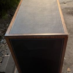 “Mid-Century Modern Executive Console Table – Wood & Leather Finish – Excellent Condition”