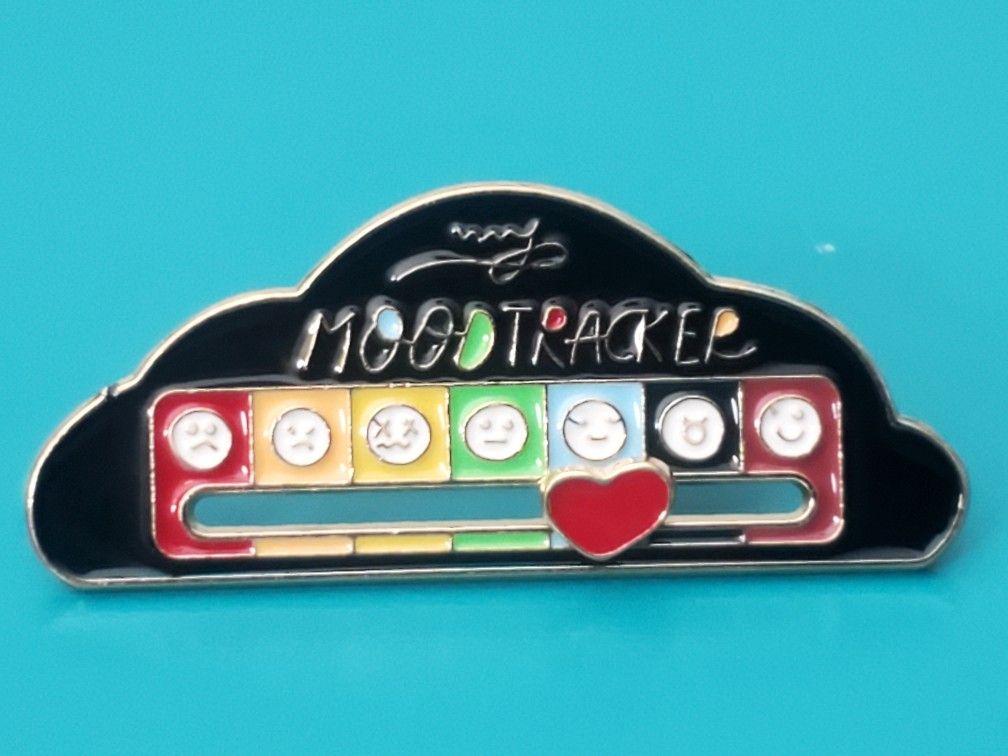Black Enamel Cloud Mood Tracker Humorous Pin