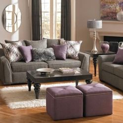 Stylish Grey Living Room Set (Sofa + Coffee Table) For Sale