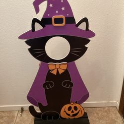 Halloween Black Cat Photo Opportunity Wooden Cutout 