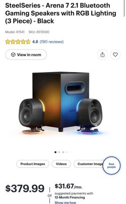 SteelSeries - Arena 7 2.1 Bluetooth Gaming Speakers with RGB Lighting (3 Piece) - Black
