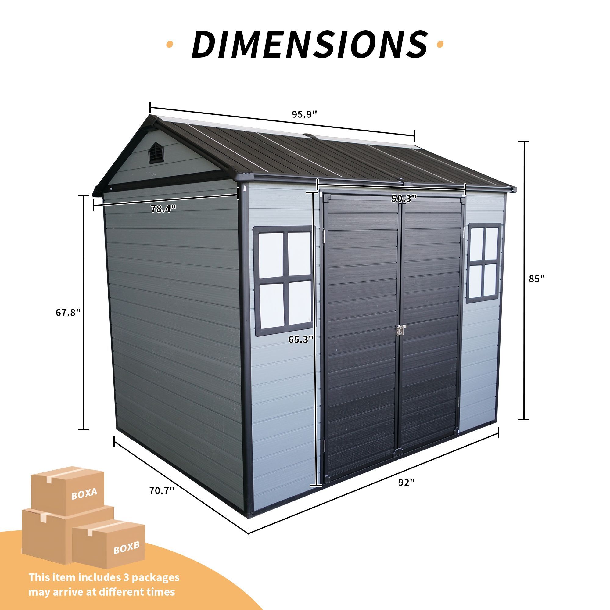 Upgraded 8x6ft Outdoor Resin Garden Shed with Floor and 2 Windows