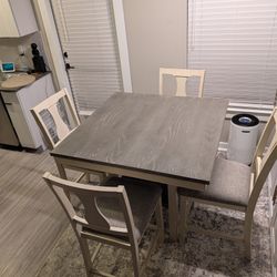 Modern Gray Dining Table w/ 4 Chairs – Great Condition