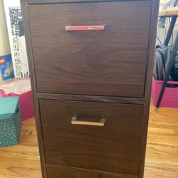 Vintage Wood Veneer File Cabinet