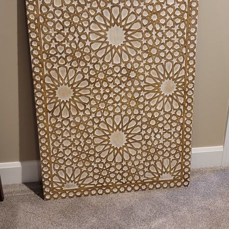 2-Pottery Barn Moroccan Carved Faux Headboard