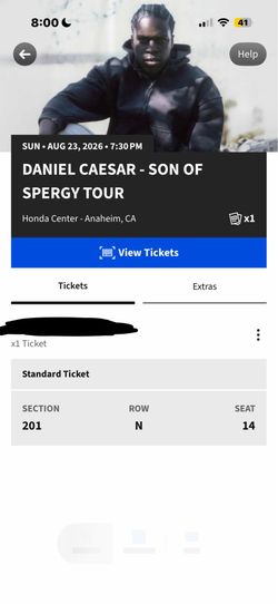 selling one Daniel Caesar ticket