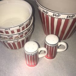 Ceramic Popcorn Big Bowl And Three Bowls With Shake And Sprinkle 