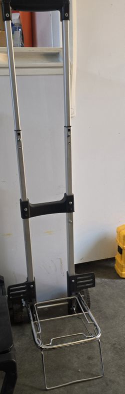 Folding Trolley with Telescope Handle, Lightweight Dolly Cart for Moving, Utility Cart Compact for Luggage, (Silver)