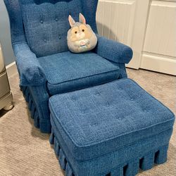 Blue Lounger w/ Ottoman