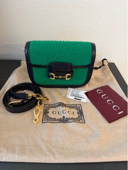 Gucci Casy Wool Azalea Calfskin Mini Horsebit 1955 Handbag NEW