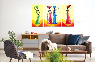 Hand painted canvas painting - 3 panels