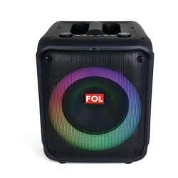 FOL Party Box Portable Speaker with LED Flame Lights , Wireless MIC Bocina Inalámbrica Bluetooth Portatil Recargable 