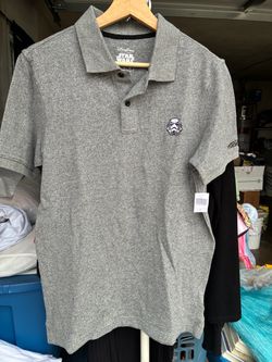 Men's Disney Parks Star Wars Storm Trooper Short Sleeve Polo Shirt Gray Small