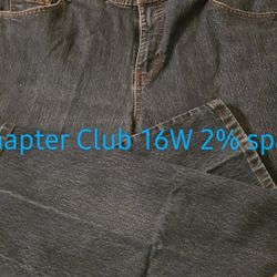 Womens Charter Club blue jeans classic 16W 75% cotton, 23% polyester, 2% spandex, 5 pk, loops