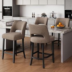 keoni 26'' Counter Height Bar Stools Set of 4, Upholstered Bar Stools with Wood Legs, Modern