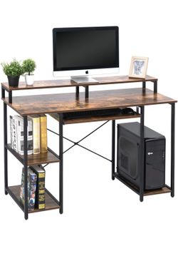 Computer Desk With Shelves And Keyboard Tray
