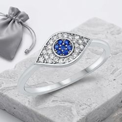 Ring 💍 Sterling Silver 925 Evil eye 🧿 Size 8 