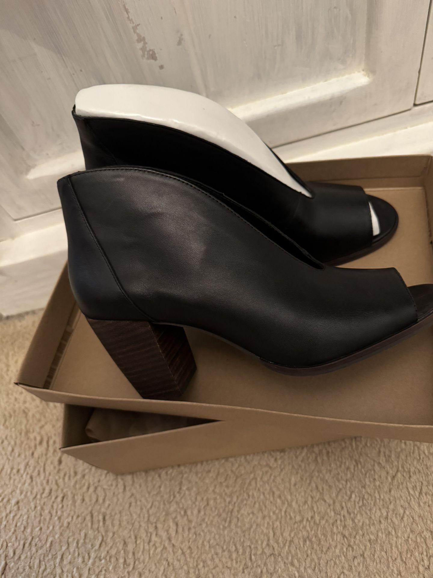 Lucky Brand Leather peep toe boots (Also Posted in Latte & Rosewood)
