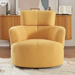 Set of 2 Yellow Swivel Accent Chairs with Adjustable Headrest