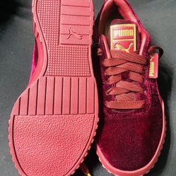 Women's Puma Burgundy & Gold Velvet Trainers Sneakers