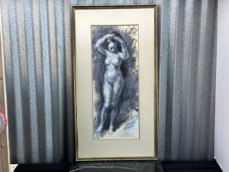 Signed Stevan Kissel Framed Pastel Nude Figure Study