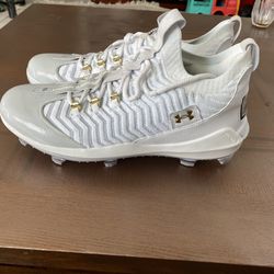 Under Armour Bryce Harper BH Baseball Cleats White/Gold US 15 Medium D
