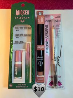 $10 brow pencil, lash, lip