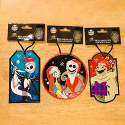 Set of 3 The Nightmare Before Christmas Metal Ornaments