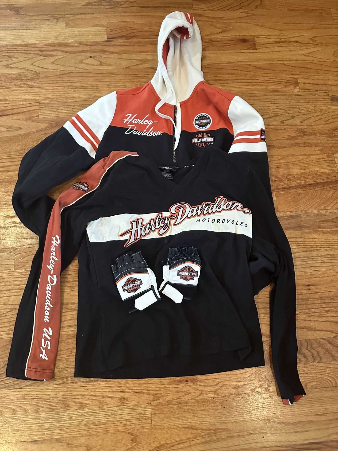 Harley Davidson Retro Hoodie, Pull Over, Gloves